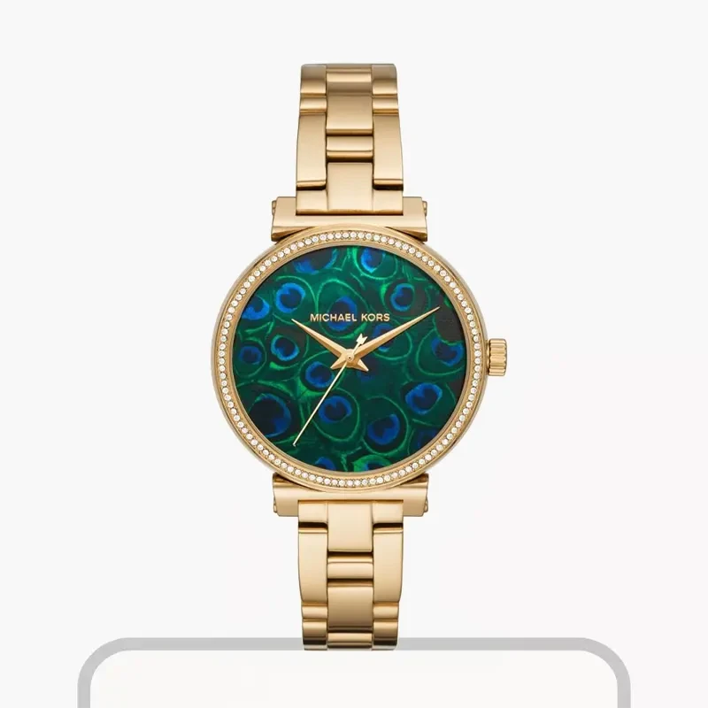 Michael Kors Sofie Peacock Motif Blue Dial Ladies Watch- MK3946